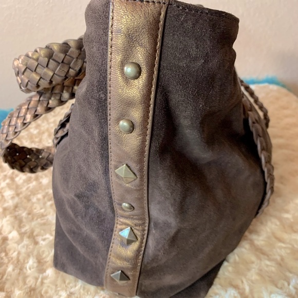 Donald J Pliner Expresso Sport Suede Ant Metallic Shoulder Purse - Picture 4 of 14